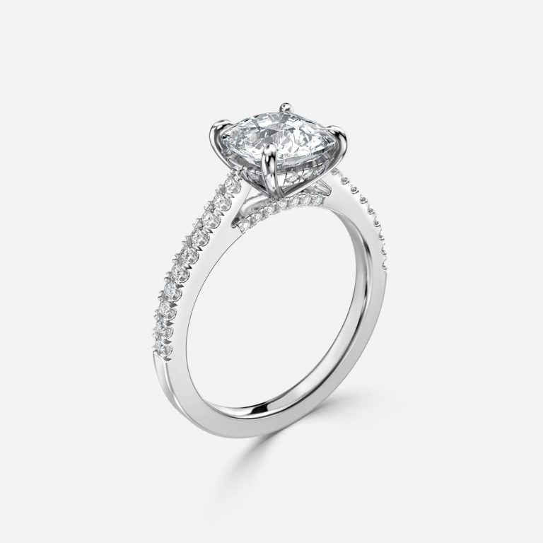 Cushion Hidden Halo Engagement Ring