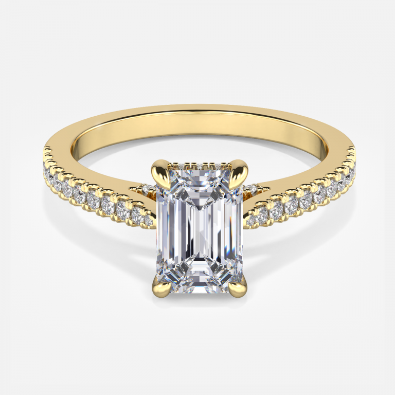 Emerald Hidden Halo Engagement Ring