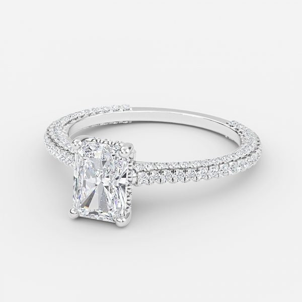 Radiant Hidden Halo Engagement Ring