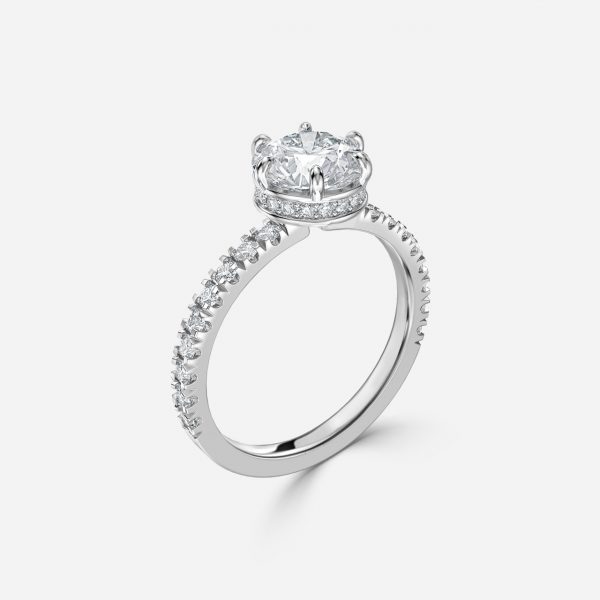 Round Hidden Halo Engagement Ring