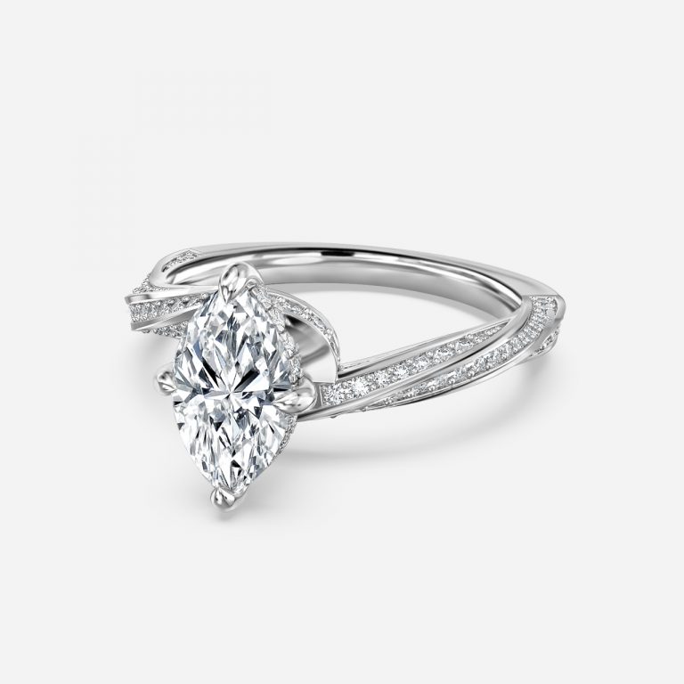 Marquise Hidden Halo Engagement Ring