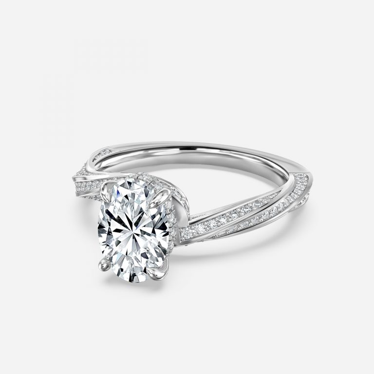 Oval Hidden Halo Engagement Ring
