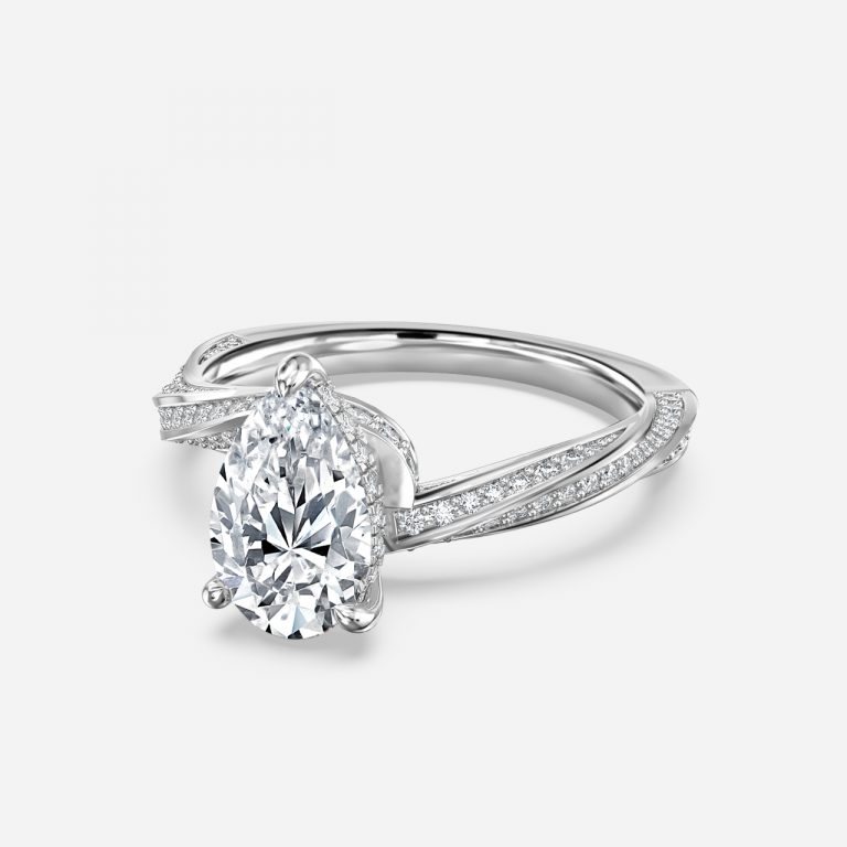 Pear Hidden Halo Engagement Ring