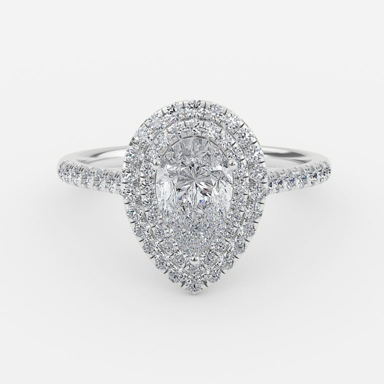 Pear Double Halo Engagement Ring