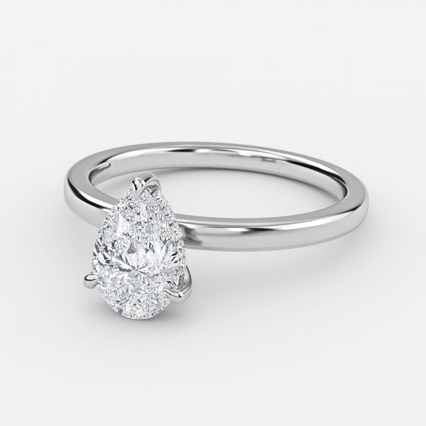 Pear Hidden Halo Engagement Ring
