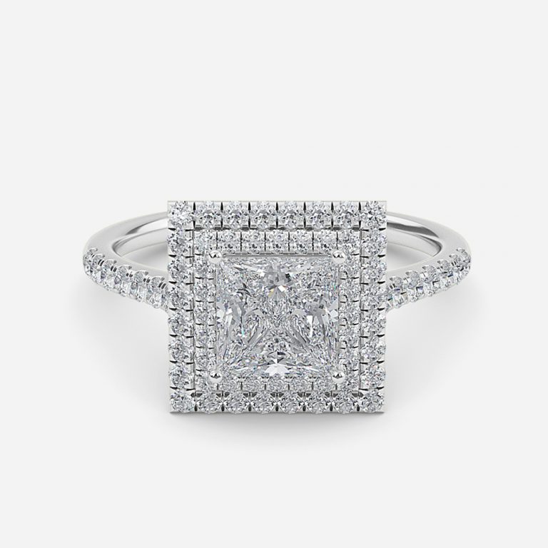 Princess Double Halo Engagement Ring