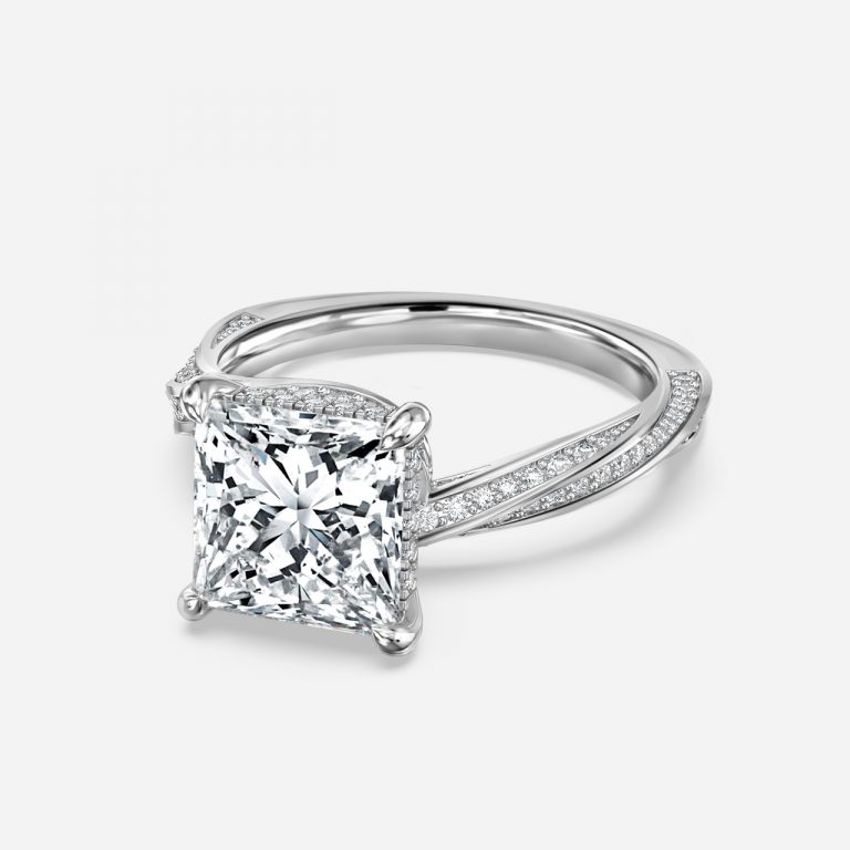 Princess Hidden Halo Engagement Ring