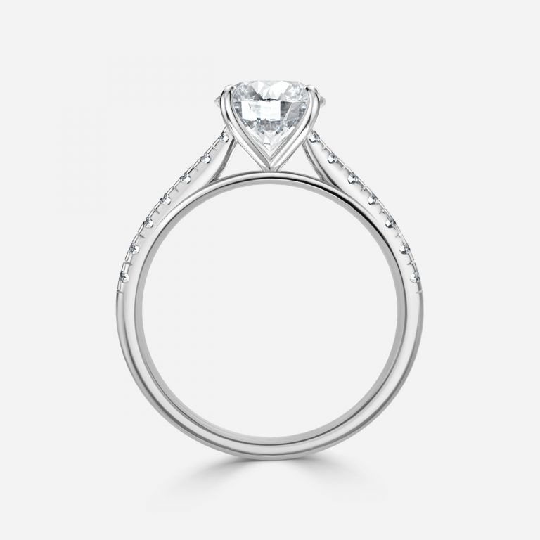 Round Diamond Band Engagement Ring