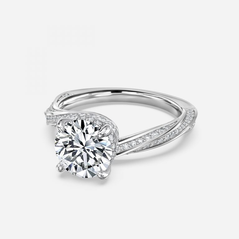 Round Hidden Halo Engagement Ring