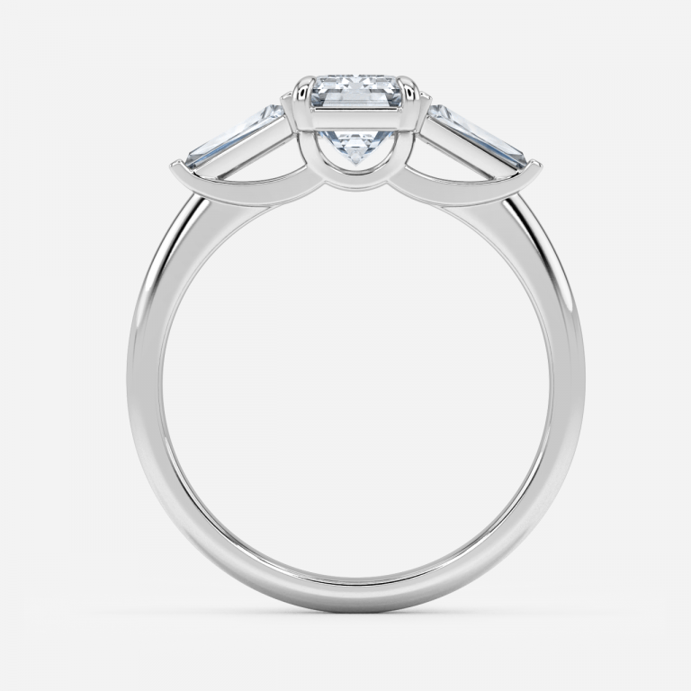 Emerald Three Stone Engagement Ring