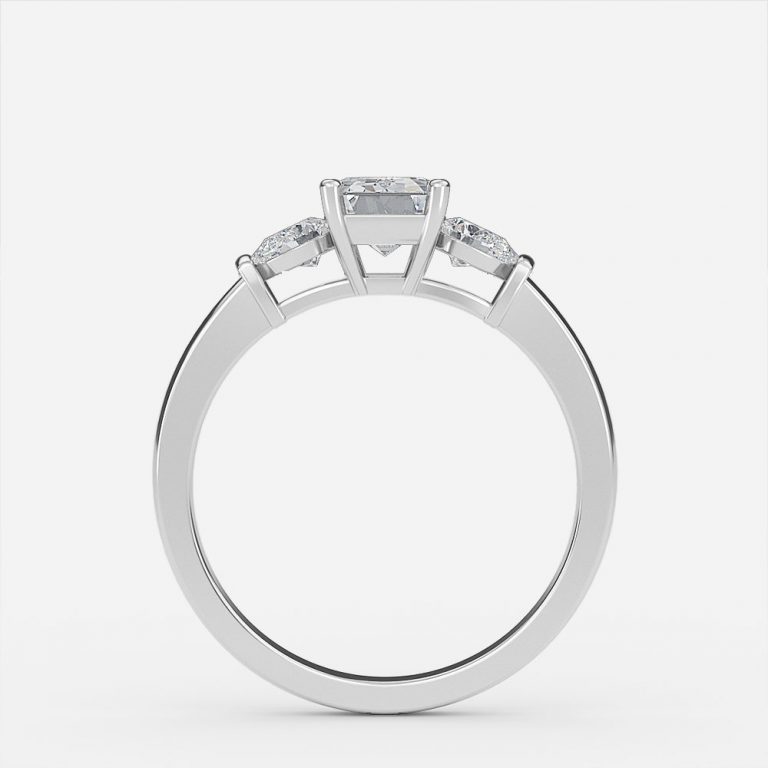 Emerald Three Stone Engagement Ring