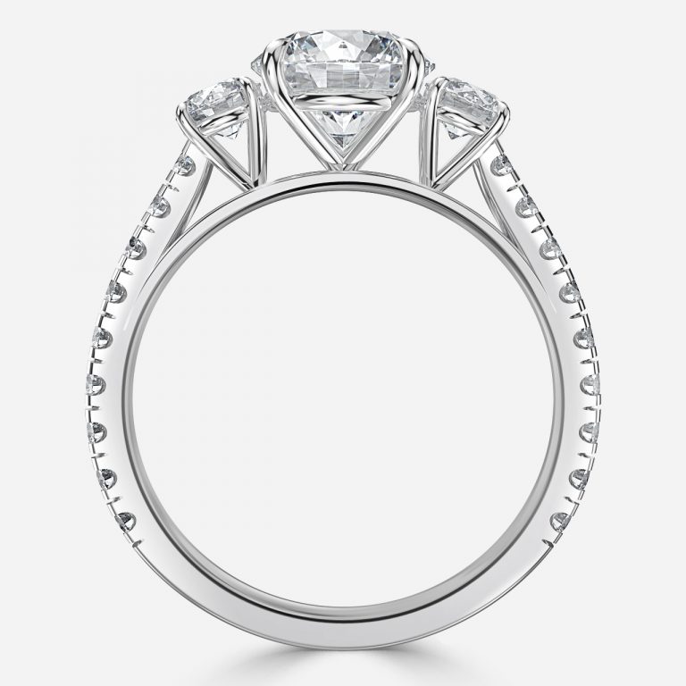 Round Three Stone Engagement Ring