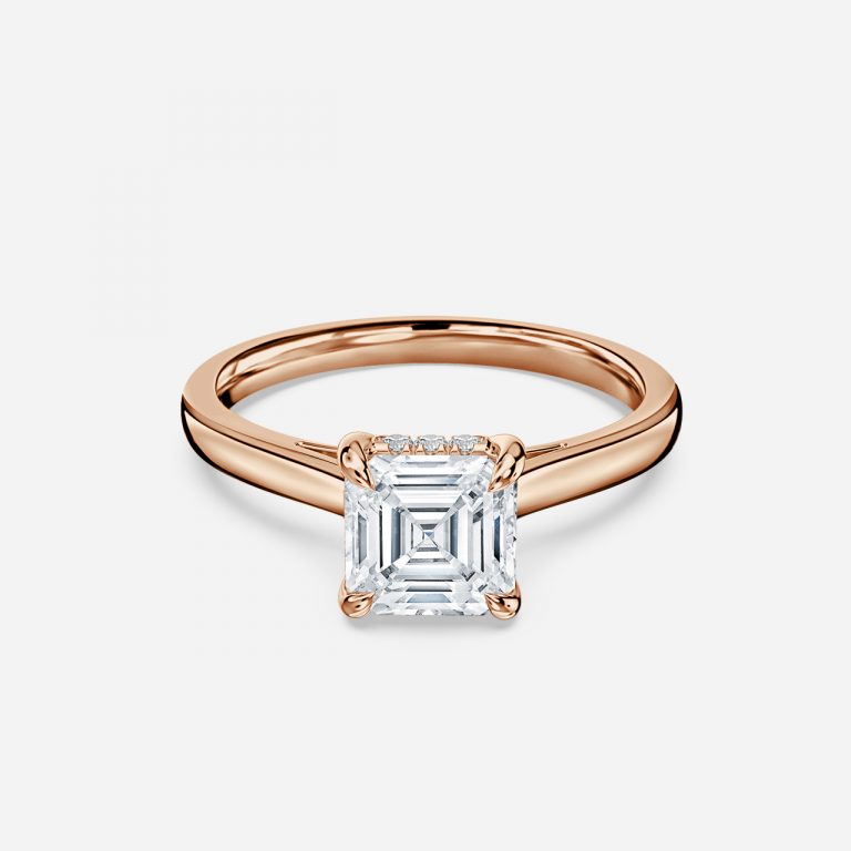 Asscher Hidden Halo Engagement Ring