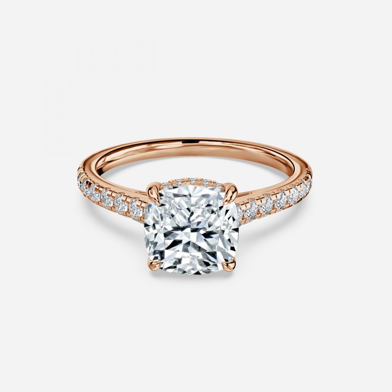 Cushion Hidden Halo Engagement Ring