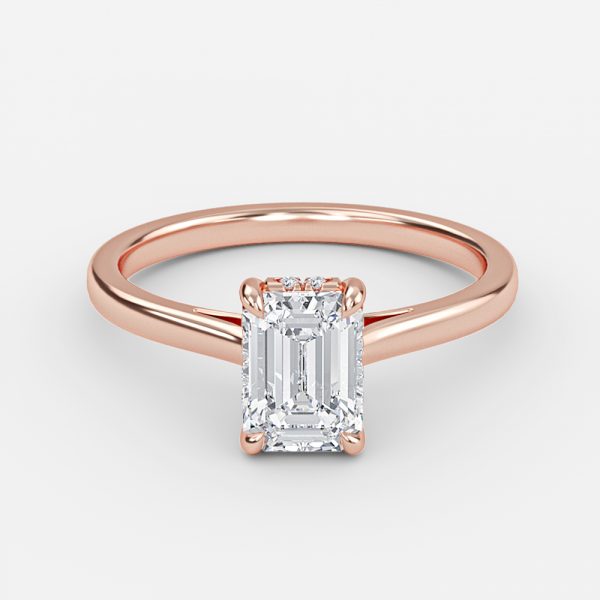 Emerald Hidden Halo Engagement Ring