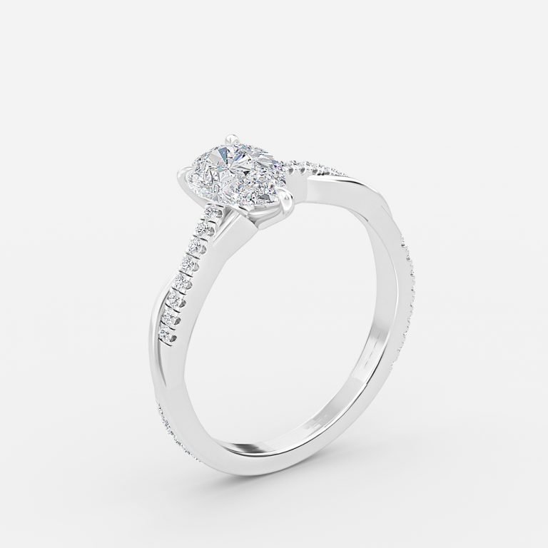 Pear Diamond Band Engagement Ring