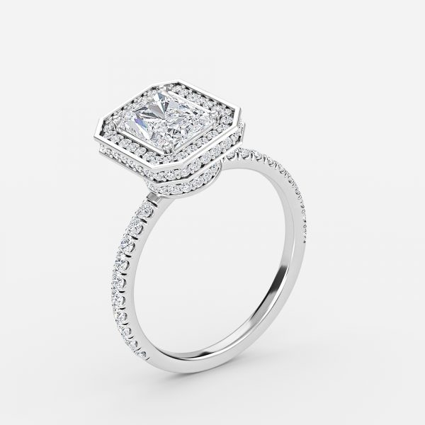Radiant Halo Engagement Ring