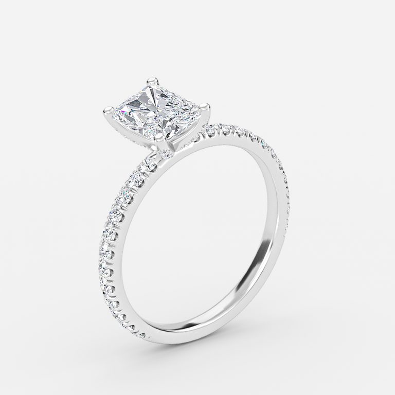 Radiant Diamond Band Engagement Ring