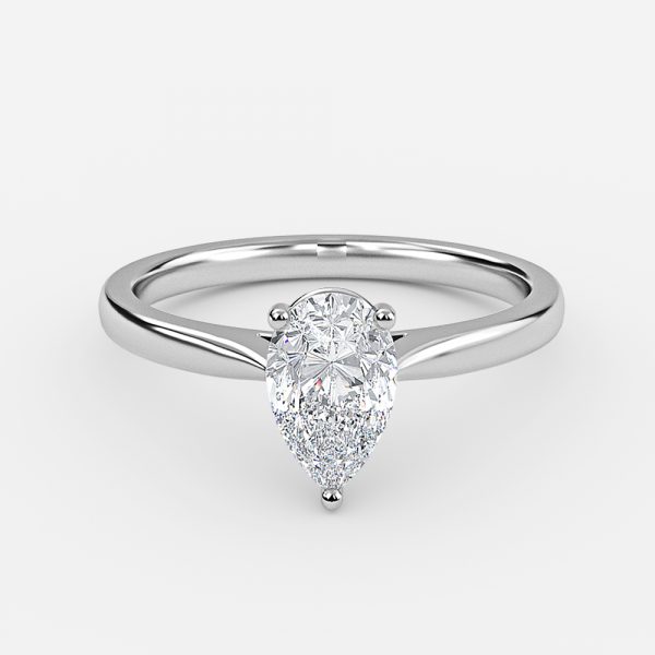 Plain Pear Solitaire Engagement Ring