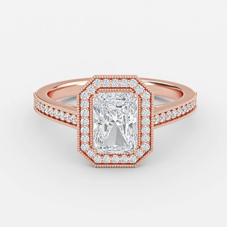Radiant Halo Engagement Ring