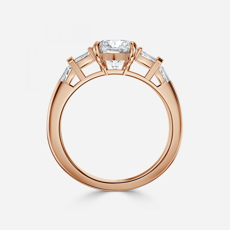 Round Three Stone Engagement Ring