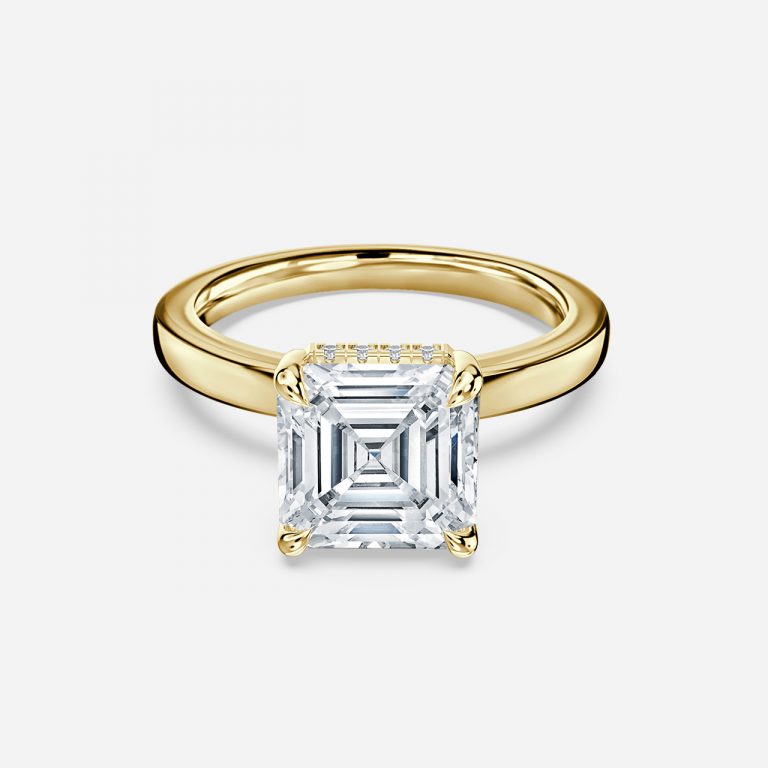 Asscher Hidden Halo Engagement Ring