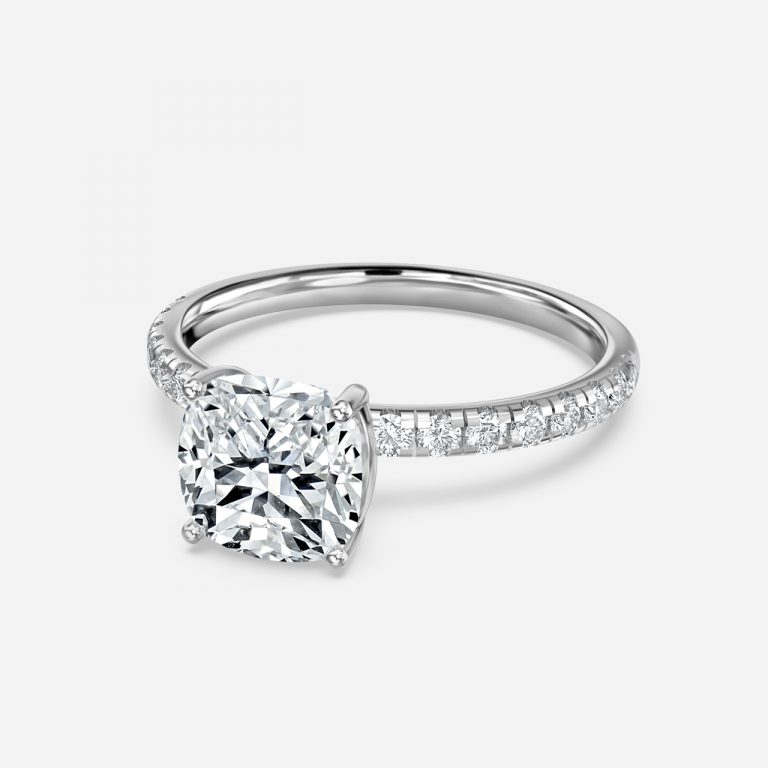 Cushion Diamond Band Engagement Ring