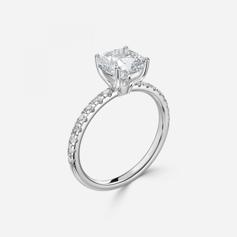 Cushion Diamond Band Engagement Ring