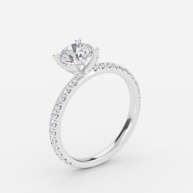 Round Diamond Band Engagement Ring