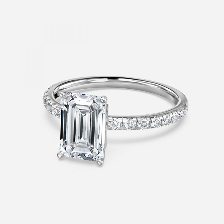 Emerald Diamond Band Engagement Ring