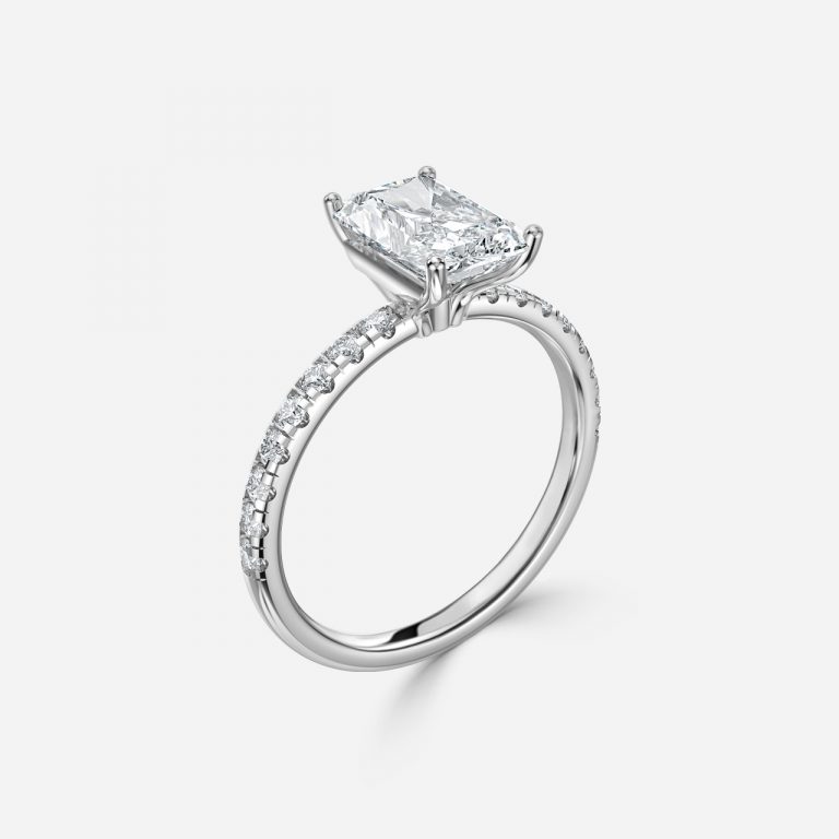 Emerald Diamond Band Engagement Ring