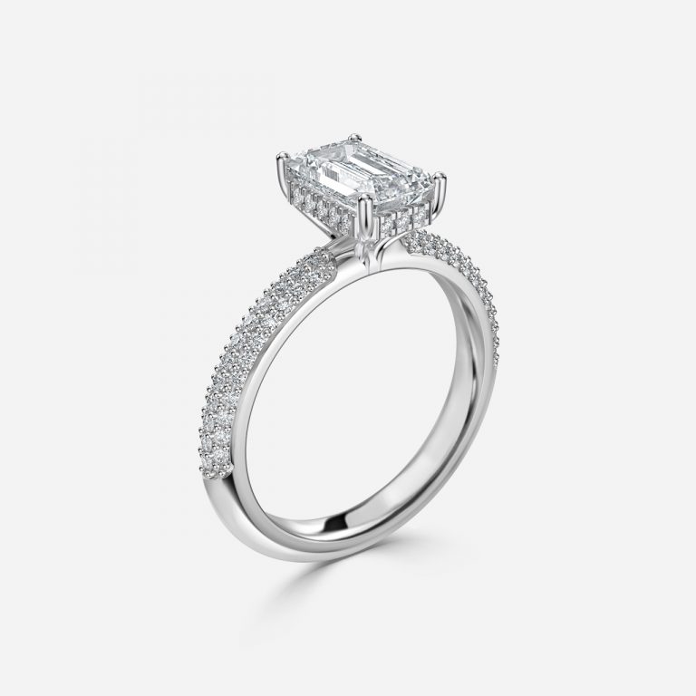 Emerald Hidden Halo Engagement Ring