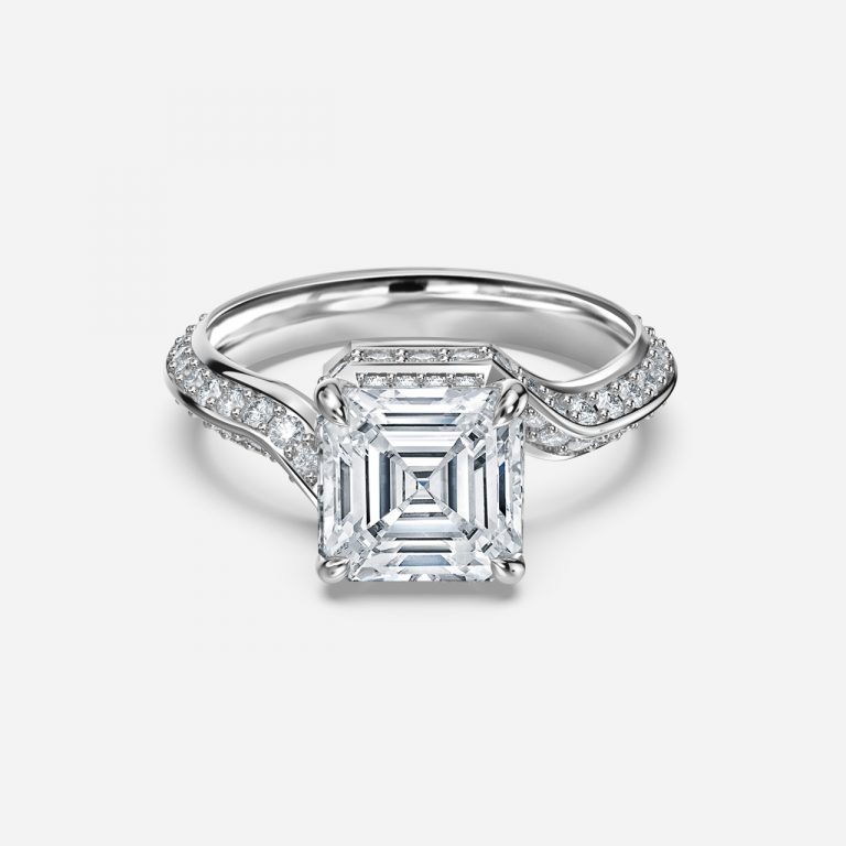 Asscher Hidden Halo Engagement Ring