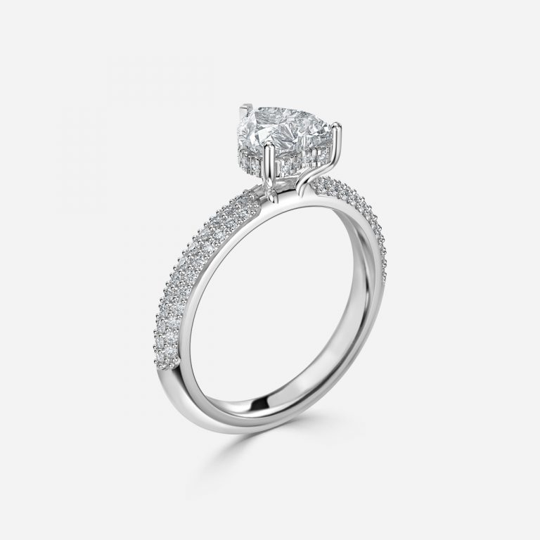 Heart Hidden Halo Engagement Ring
