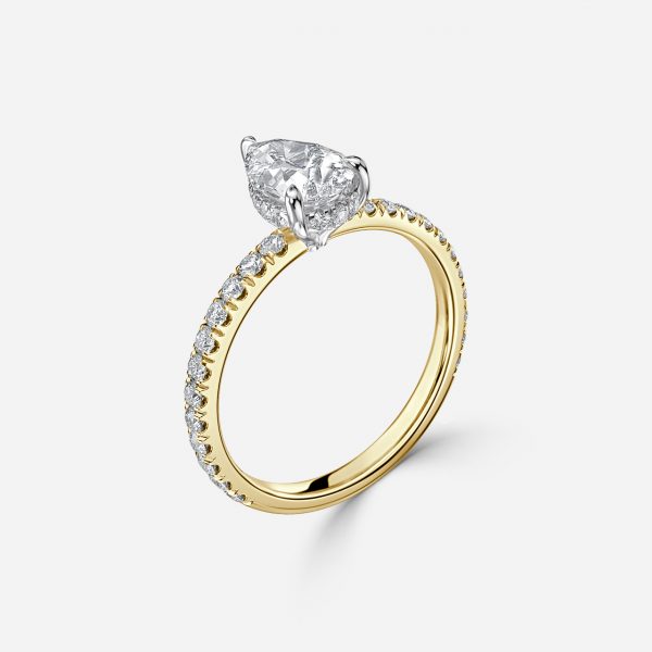 Pear Hidden Halo Engagement Ring