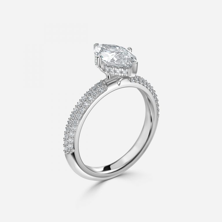 Marquise Hidden Halo Engagement Ring