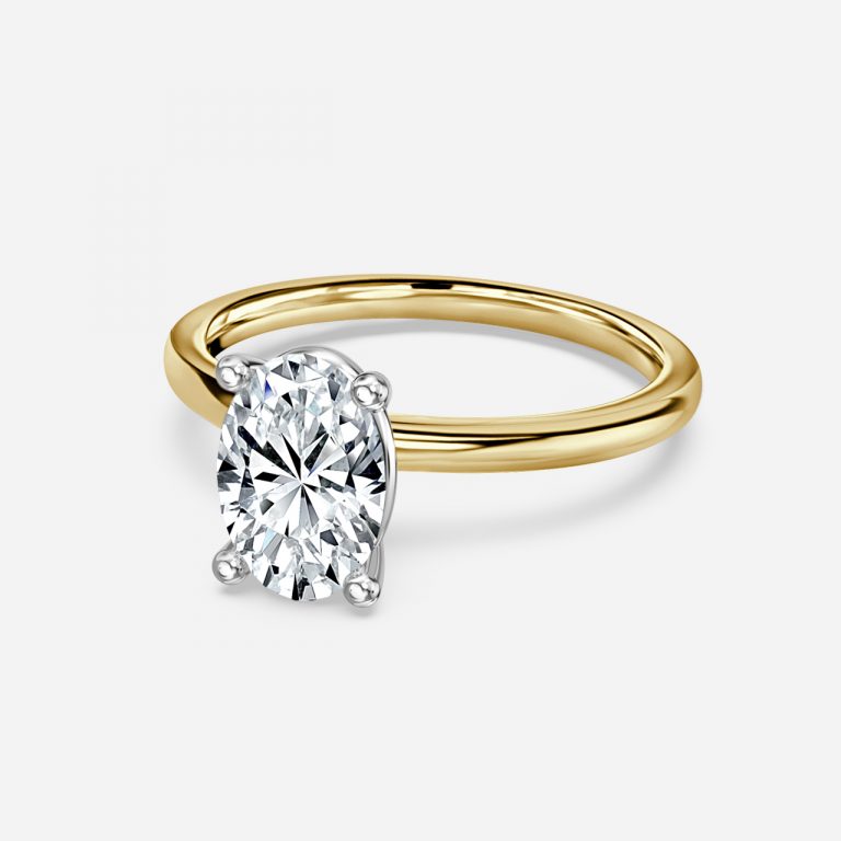 Oval Two Tone Solitaire Engagement Ring