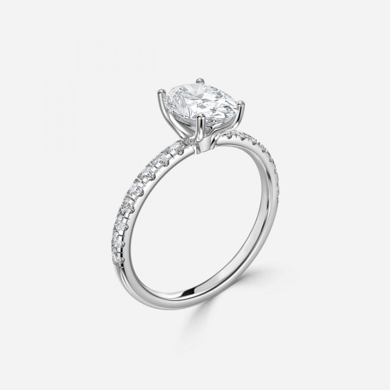 Oval Diamond Band Engagement Ring