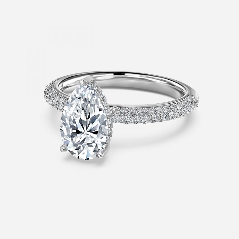 Pear Hidden Halo Engagement Ring