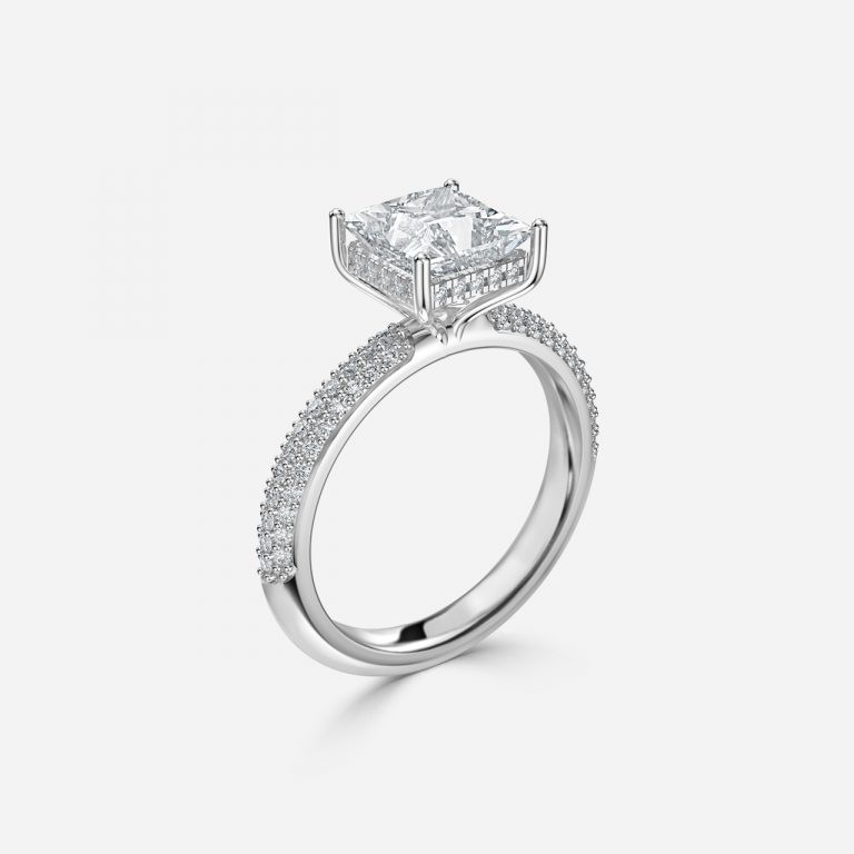 Princess Hidden Halo Engagement Ring