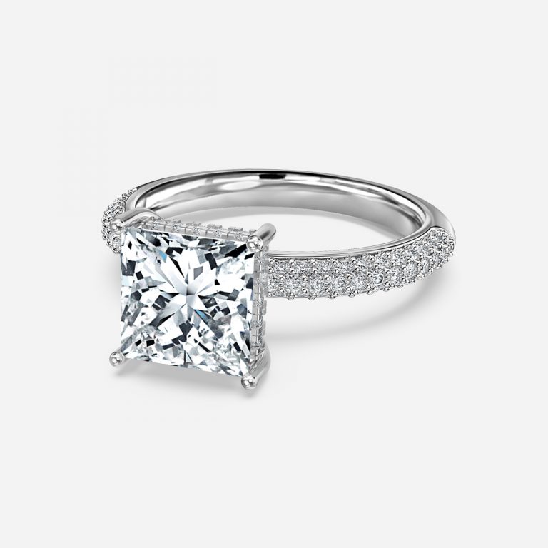 Princess Hidden Halo Engagement Ring