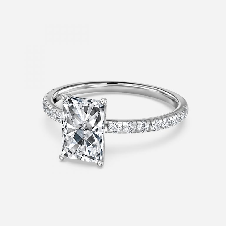 Radiant Diamond Band Engagement Ring