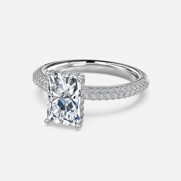 Radiant Hidden Halo Engagement Ring