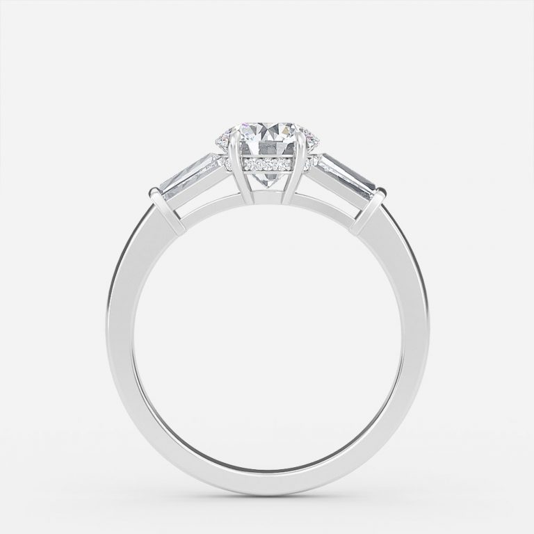Round Three Stone Engagement Ring