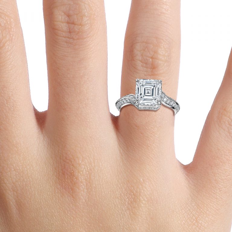 Asscher Hidden Halo Engagement Ring
