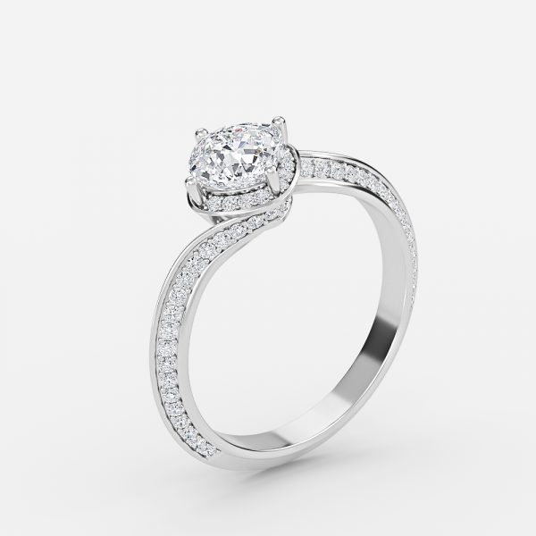 Cushion Hidden Halo Engagement Ring