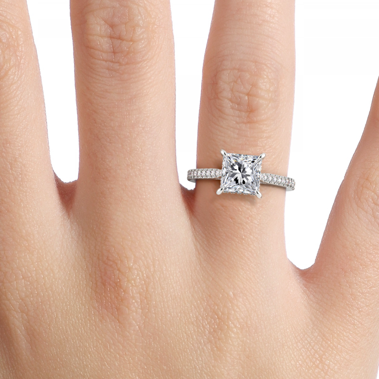 Princess Hidden Halo Engagement Ring