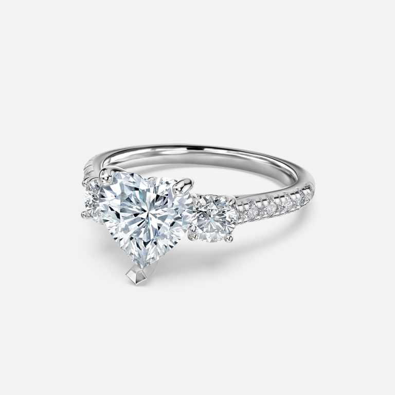 Heart Three Stone Engagement Ring