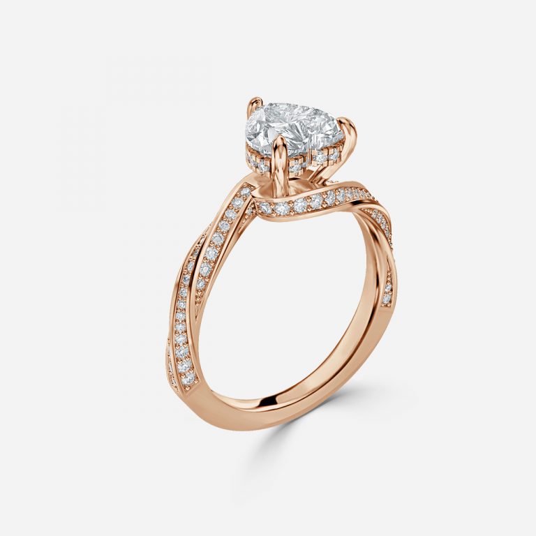Heart Hidden Halo Engagement Ring