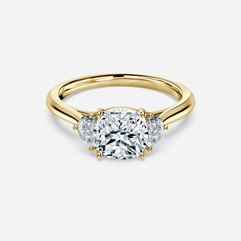 Cushion Three Stone Engagement Ring